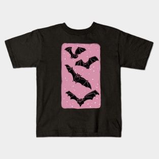 Night Bats in Pink Kids T-Shirt